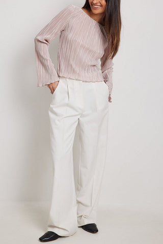 Elegant Pleated Long-Sleeve Blouse