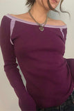 Off-Shoulder Long Sleeve T-Shirt