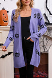 Pumpkin Patterned Longline Cardigan