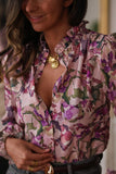 Floral Ruffle Collar Blouse