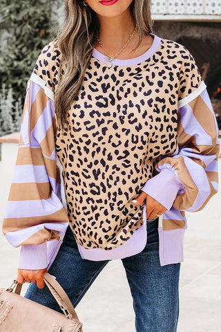 Animal Print and Stripe Long Sleeve Tee