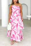 Floral One-Shoulder Casual Dress