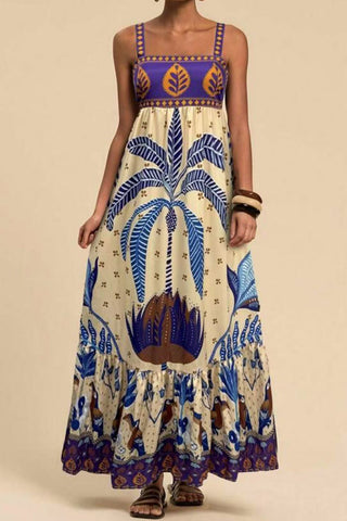 Tropical Relaxed Tiered Maxi Dress
