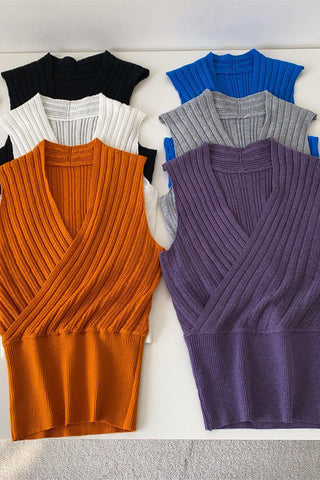 Wrap-Front Knit Tank Top