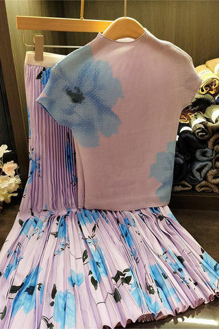 Floral Pleated Skirt Set