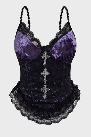 Lace Trim Corset Tank Top