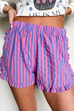 Ruffle Trim Striped Casual Shorts