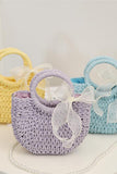 Round Handle Woven Beach Tote Bag