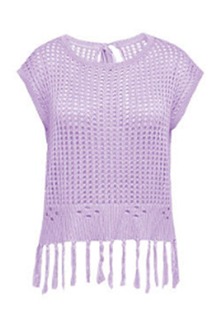 Fringe Hem Knit Blouse
