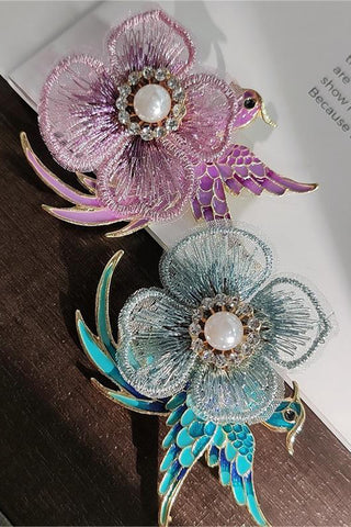 Elegant Floral Bird Brooch