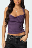 Knotted Shoulder Ruched Tank Top