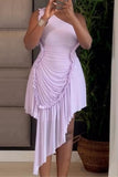 One-Shoulder Ruched Casual Dress