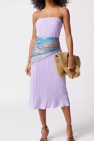 Ribbed Strapless Midi Dress