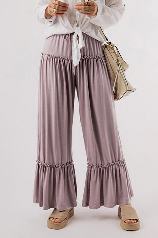 Drawstring High Waist Wide Leg Pants
