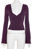 V-Neck Long Sleeve Blouse