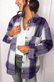 Plaid Color Block Button Up Jacket