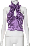 Ruffled High Neck Tank Top