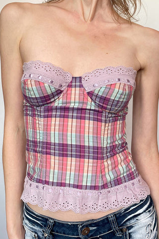 Strapless Plaid Bustier Top