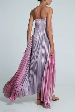 Strapless Pleated Evening Gown