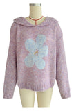 Floral Knit Sweater with Hood