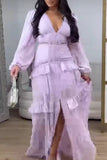 V-Neck Maxi Dress with Lace Panelling