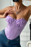 Floral Appliqué Corset Tank Top