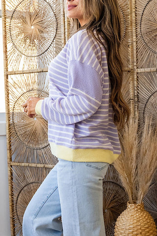 Stripe Patchwork Drop Shoulder Top