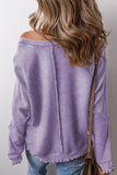 Waffle Knit Patchwork Raglan Sleeve Top