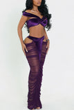 Off-Shoulder Mesh Skirt Set