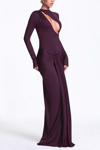 Cutout Detail Gathered Maxi Dress