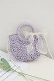 Round Handle Woven Beach Tote Bag