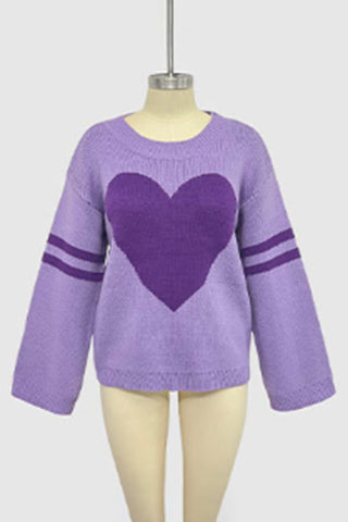 Heart Pattern Oversized Sweater
