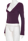 V-Neck Long Sleeve Blouse