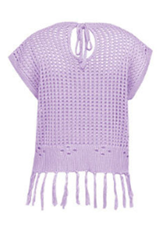 Fringe Hem Knit Blouse
