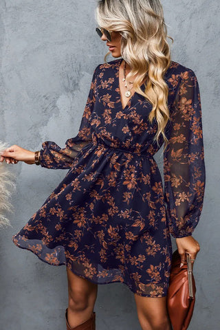 Floral V-Neck Casual Dress