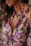 Floral Ruffle Collar Blouse
