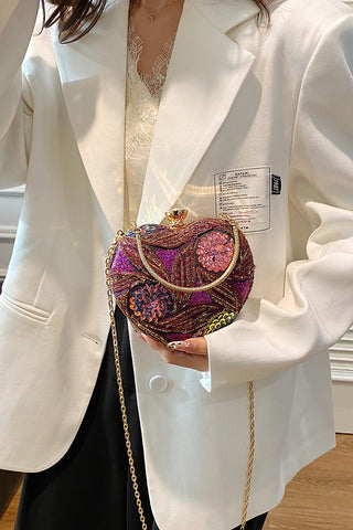 Elegant Sequin Heart Clutch