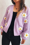 Floral Embellished Open-Front Cardigan