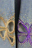 Embellished Butterfly Wide Leg Jeans