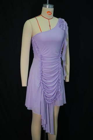 One-Shoulder Ruched Casual Dress