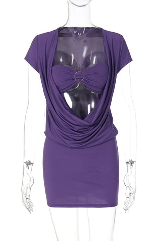 Draped Dress Set with O-Ring Detail