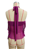 Halter-Neck Tiered Ruffle Top
