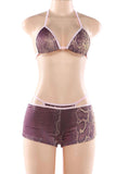 Strappy Halter Tie Bikini  Set