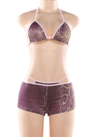 Strappy Halter Tie Bikini  Set