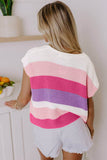 Striped Knit V-Neck Top