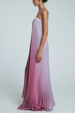 Strapless Pleated Evening Gown