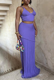 Pleated Skirt and Crop Top Set
