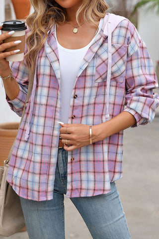 Casual Plaid Hooded Shirt