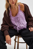 Lace-Trimmed Button-Front Tank
