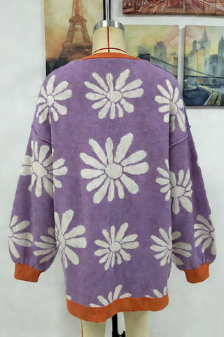 Floral Patterned Button-Front Cardigan